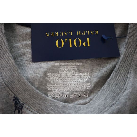 Polo Ralph Lauren PL88RL Men's Sz M Gray Allover Pony Print 100% Cotton T Shirt - Picture 4 of 5